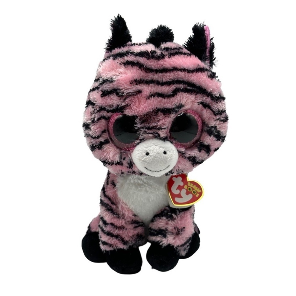 TY Beanie Boos ZOEY the Pink Zebra Glitter Eyes Regular Size 10 inch